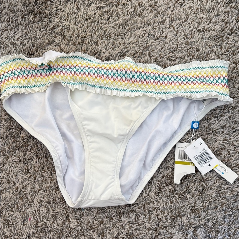Bleu Rod Beattie White and Yellow Bikini with Elastic Waistband